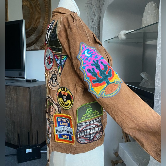 Giorgio Brato Suede Vintage Patches Biker Jacket Agatha NYC festival 60s 70s - Picture 8 of 16